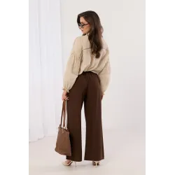 Szerokie spodnie palazzo z plecionym paskiem