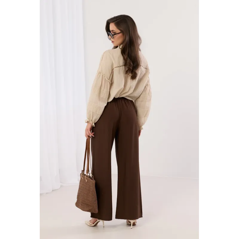 Szerokie spodnie palazzo z plecionym paskiem