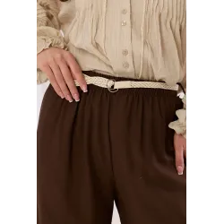 Szerokie spodnie palazzo z plecionym paskiem