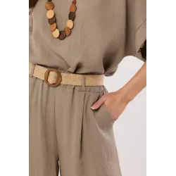 Spodnie typu palazzo z plecionym paskiem