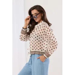 Lekka bluza rozpinana w grochy