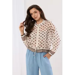 Lekka bluza rozpinana w grochy