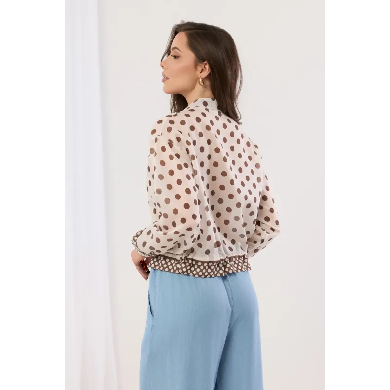 Lekka bluza rozpinana w grochy