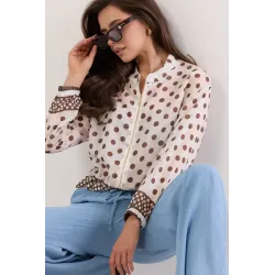 Lekka bluza rozpinana w grochy