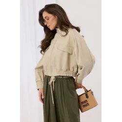 Kurtka bomber z bufiastymi rękawami i marszczeniem