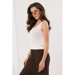 Dzianinowy top na ramiączkach o gładkim splocie