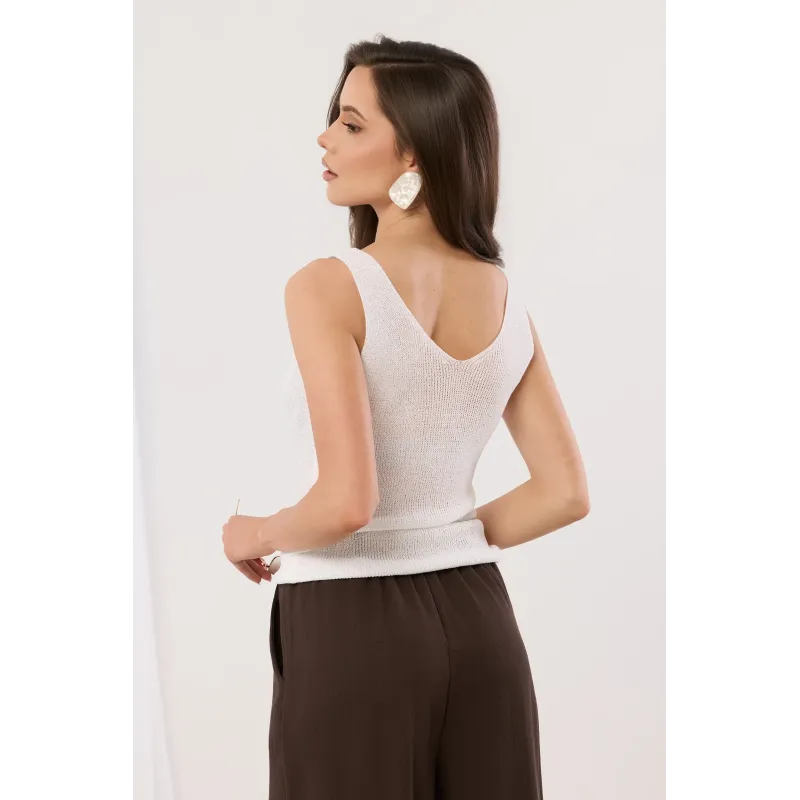 Dzianinowy top na ramiączkach o gładkim splocie