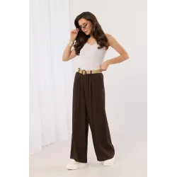 Spodnie typu palazzo z plecionym paskiem