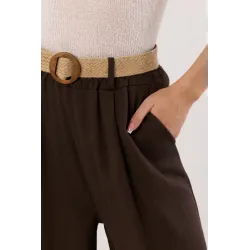 Spodnie typu palazzo z plecionym paskiem