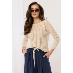 Ażurowy sweter o strukturze pionowych pasów