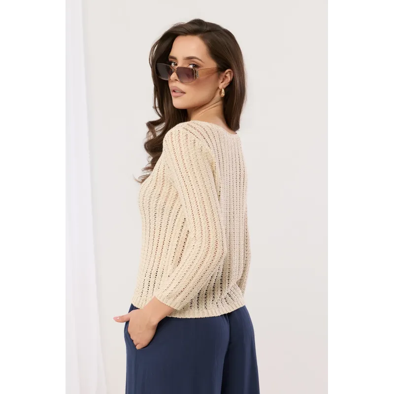 Ażurowy sweter o strukturze pionowych pasów