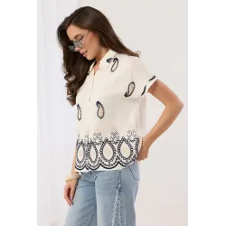 Koszula z krótkim rękawem i motywem paisley