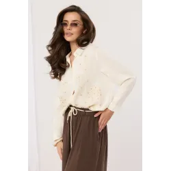 Koszula z haftowanymi kwiatami i perełkami