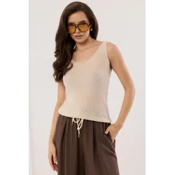 Dzianinowy top na ramiączkach o gładkim splocie