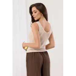 Dzianinowy top na ramiączkach o gładkim splocie