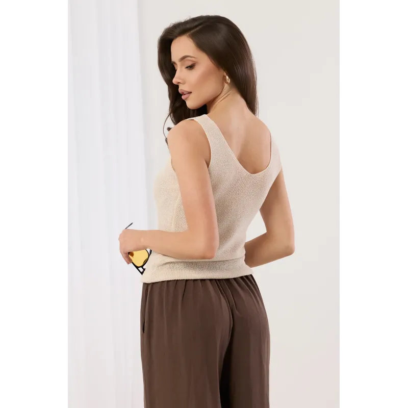 Dzianinowy top na ramiączkach o gładkim splocie