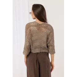 Krótki ażurowy kardigan o fasonie bolerka