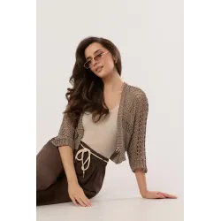Krótki ażurowy kardigan o fasonie bolerka