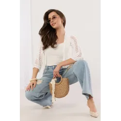 Krótki ażurowy kardigan o fasonie bolerka