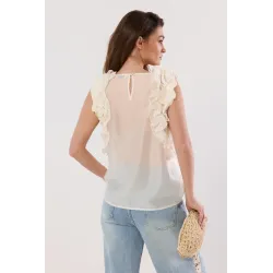 Bluzka bez rękawów z falbanami