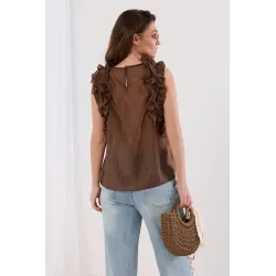 Bluzka bez rękawów z falbanami