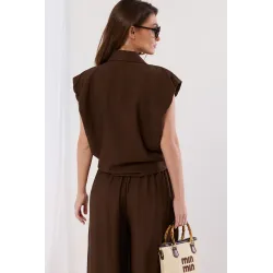 Bluzka koszulowa bez rękawów z wiązaniem