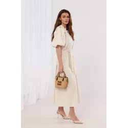 Sukienka szmizjerka z haftem na ramionach