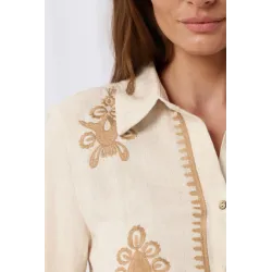 Komplet boho z koszulą i spodniami z ornamentami