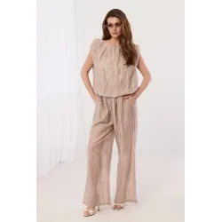 Komplet z bluzką i spodniami z połyskującym haftem
