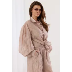 Koszula oversize z połyskującym haftem