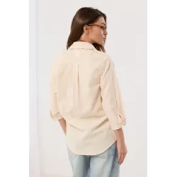 Lniana koszula boho z haftowaną aplikacją