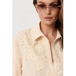 Lniana koszula boho z haftowaną aplikacją