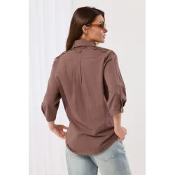 Lniana koszula boho z haftowaną aplikacją