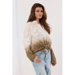 Koszula z kwiatowym haftem i efektem ombre