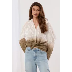 Koszula z kwiatowym haftem i efektem ombre