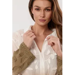 Koszula z kwiatowym haftem i efektem ombre