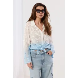 Koszula z kwiatowym haftem i efektem ombre