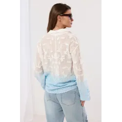 Koszula z kwiatowym haftem i efektem ombre