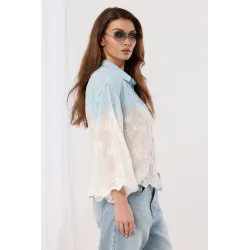 Koszula boho z haftem i efektem ombre