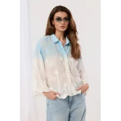 Koszula boho z haftem i efektem ombre