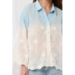 Koszula boho z haftem i efektem ombre
