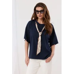 Bawełniana bluzka z dekoracyjnym krawatem