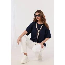 Bawełniana bluzka z dekoracyjnym krawatem