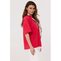 Bawełniana bluzka z dekoracyjnym krawatem