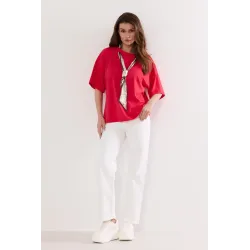 Bawełniana bluzka z dekoracyjnym krawatem