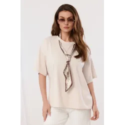 Bawełniana bluzka z dekoracyjnym krawatem