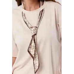 Bawełniana bluzka z dekoracyjnym krawatem