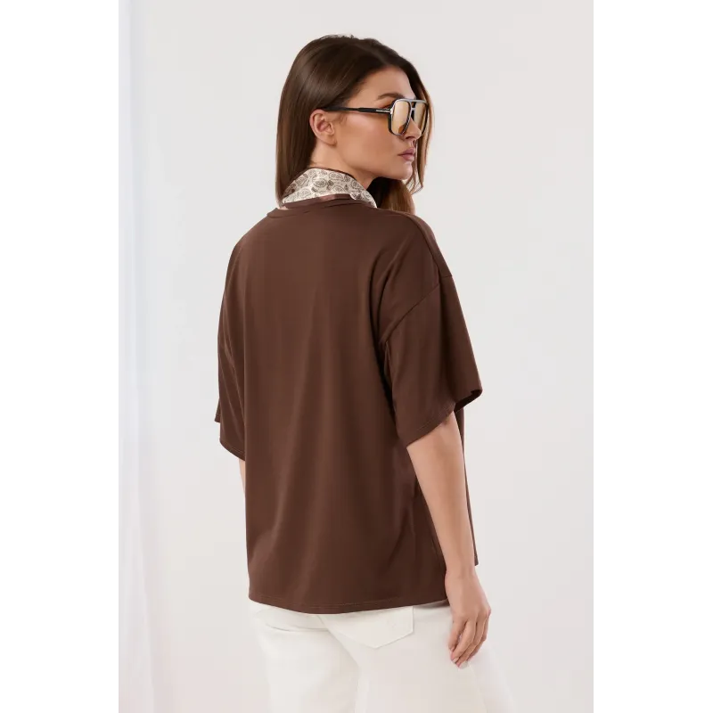 Bawełniana bluzka z dekoracyjnym krawatem