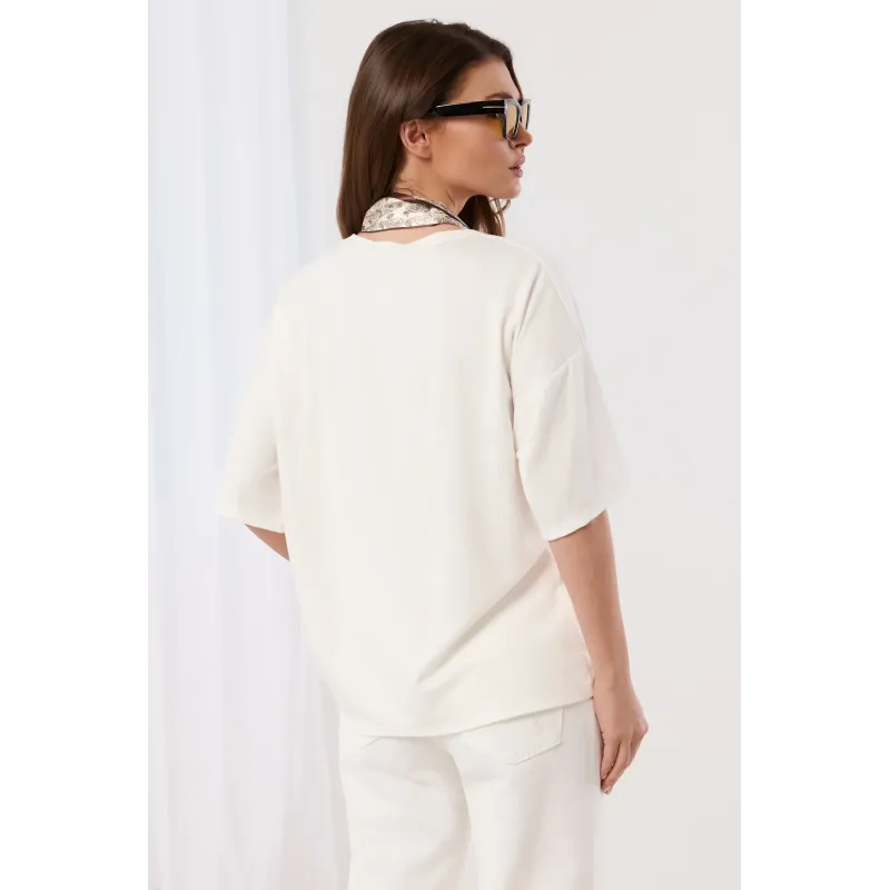 Bawełniana bluzka z dekoracyjnym krawatem