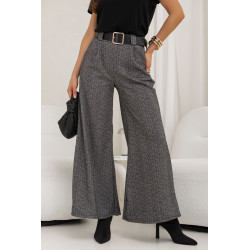 SPODNIE W JODEŁKĘ Z SZEROKĄ NOGAWKĄ I PASKIEM